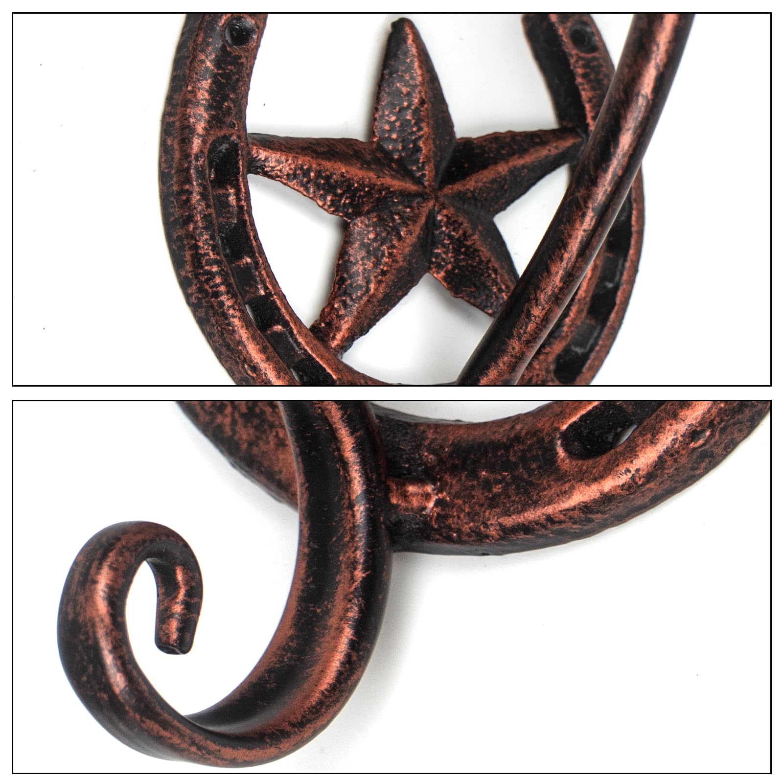 YEPOTUE Cowboy Hat Rack, 2 Pack Rustic Metal Cowboy Hat Holder Wall Mount with Hooks Horseshoe Cast Iron Hat Hanger for Western Home Decor Storage and Display - Cowboy, Fedora, Sun Hats