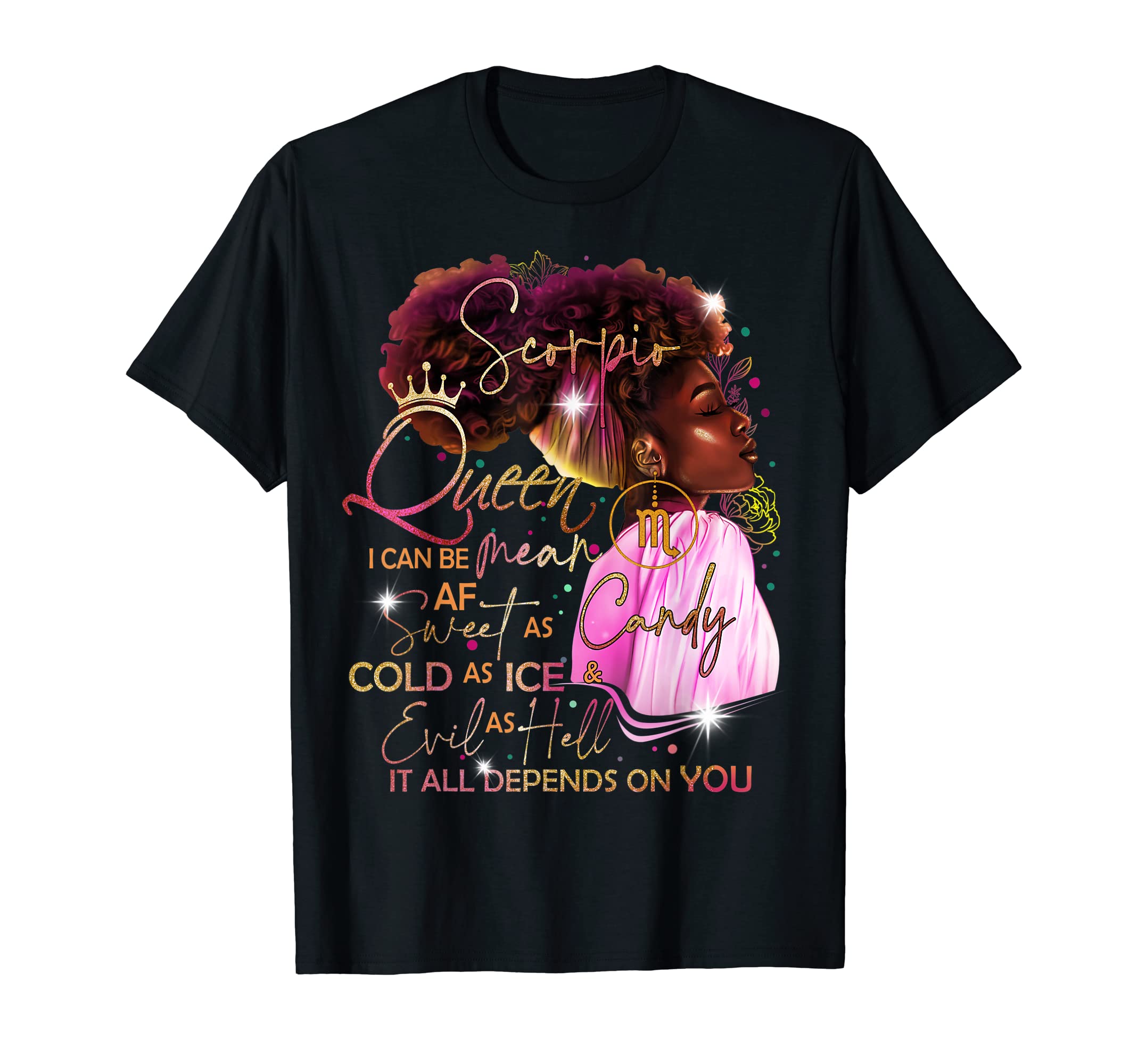 Zodiac Birthday GiftsScorpio Queen Sweet As Candy Birthday Gift For Black Women T-Shirt