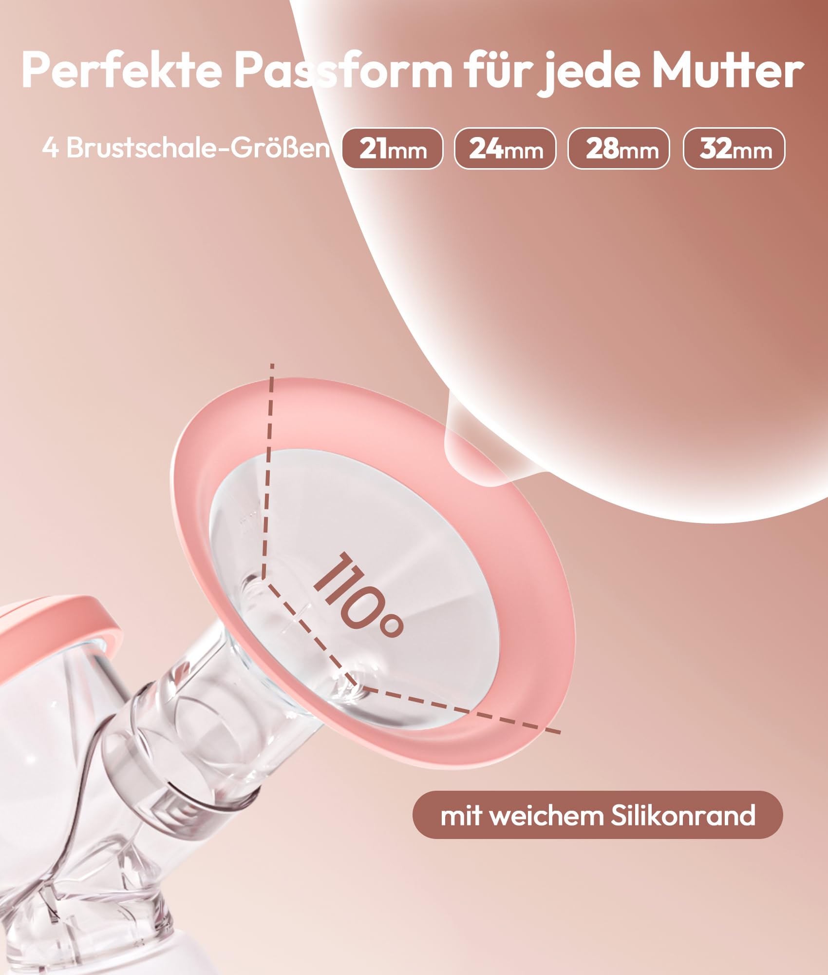 NCVI Milchpumpe Elektrisch mit 4 Modi & 9 Stufen für Effizientes Abpumpen der Muttermilch, Ultra-Leise (40dB), Anti-Rückfluss, USB-Aufladbar – Inkl. 10 Muttermilchbeutel & 6 Stilleinlagen (Rosa)