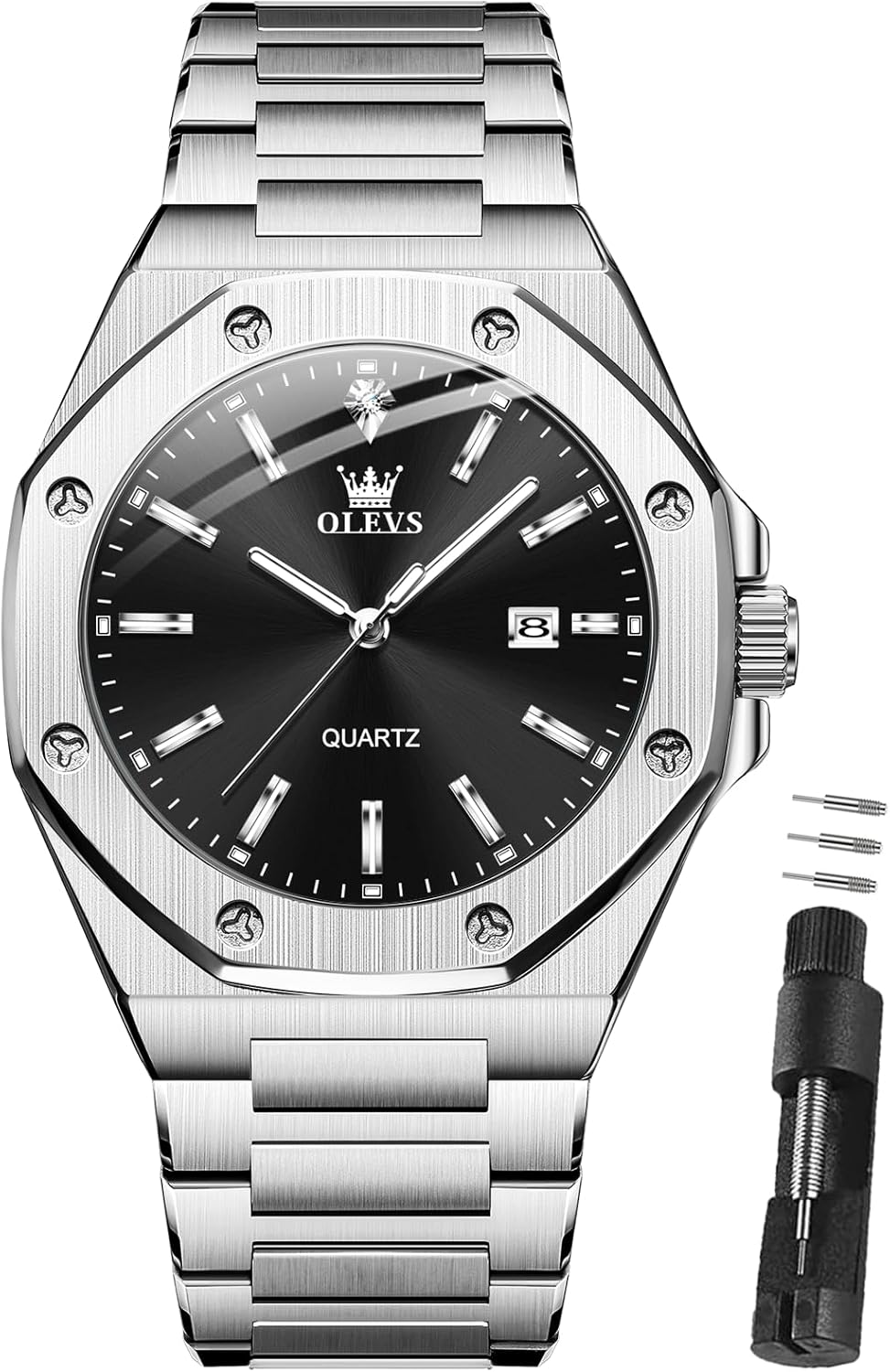 OLEVS Watches for Men Dress Stainless Steel Big face