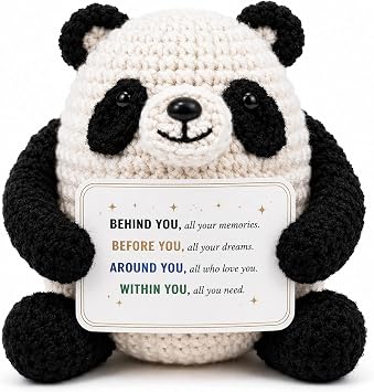 MHSMHL Mini Emotional Support Plush Panda | Back to School Gift for Her Him College High Middle School, Handmade Funny Animal Panda Bear