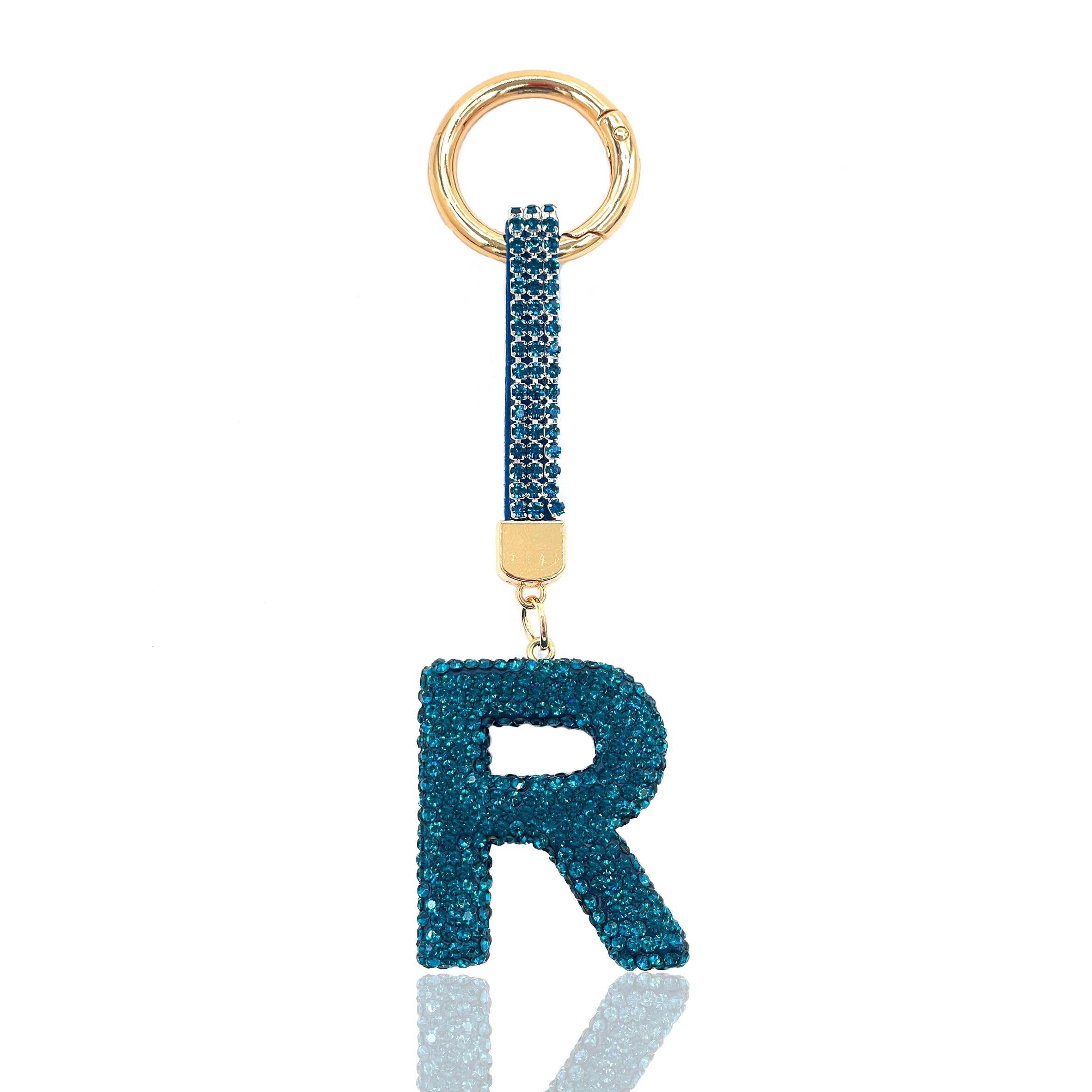 Blue Initial Letter Keychain Gift for Women Girls Bling Sparkly Cute Backpack Car Key Accessories