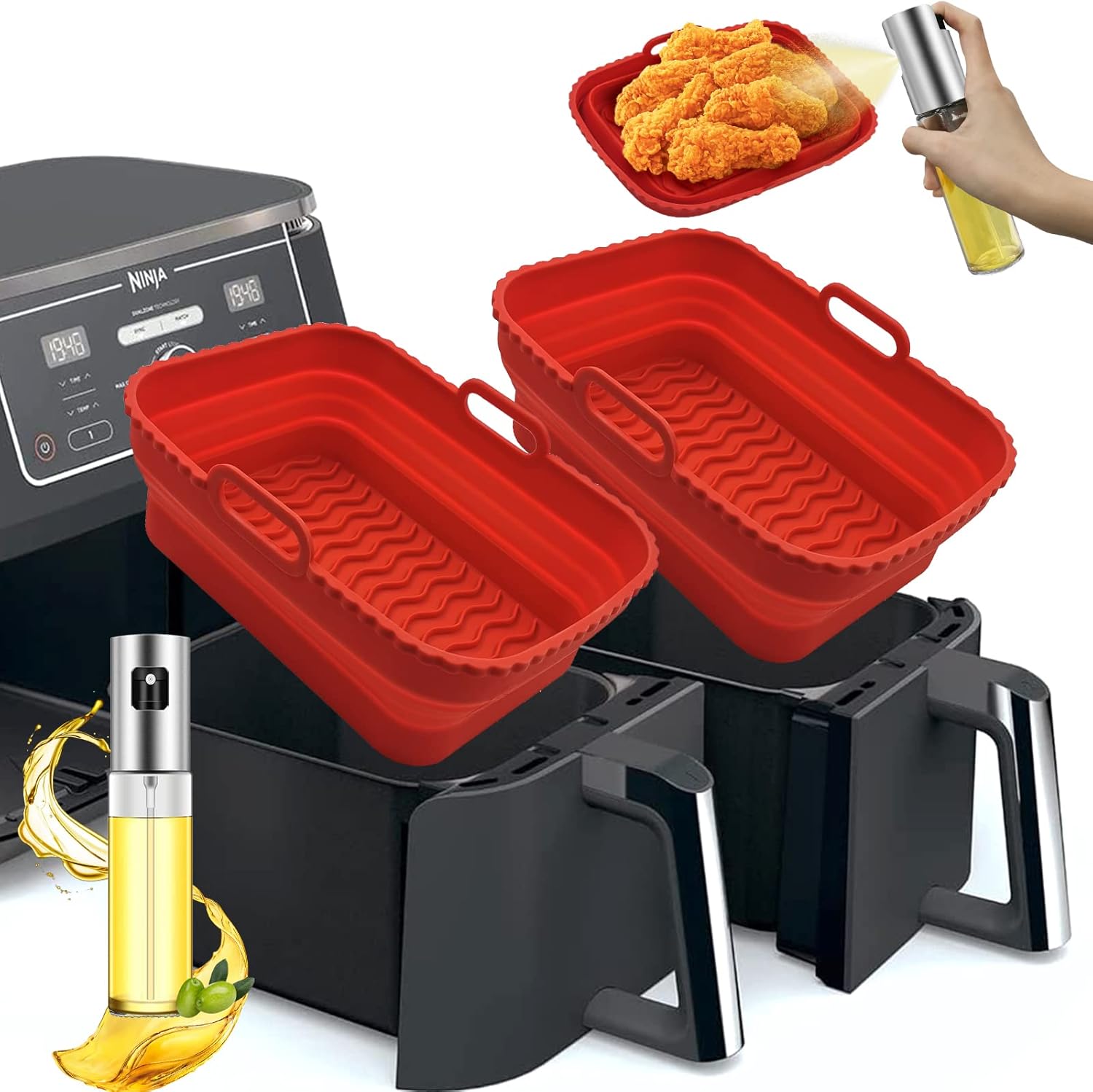 Daily Treasures 2 Pack Foldable Air Fryer Liners for Ninja