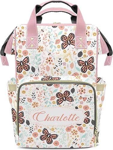 Miniatura 11 de Mochila de pañales personalizada para madres con nombre, bolsa de lactancia personalizada, bolsillos aislados y bolsa de viaje casual para niñas