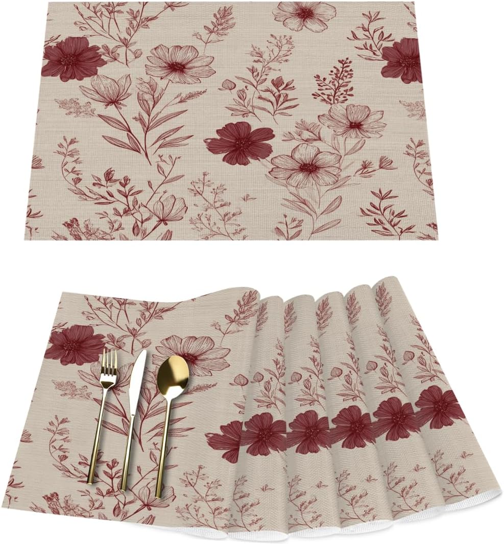 Spring Summer Vinyl Placemats Set of 6 for Dining Tables,Classic Light Green Gingham Checkered Plaid Kitchen Table Mats Heat Resistant Washable Wipeable PVC Place Mat for Indoor Outdoor Seasonal Party