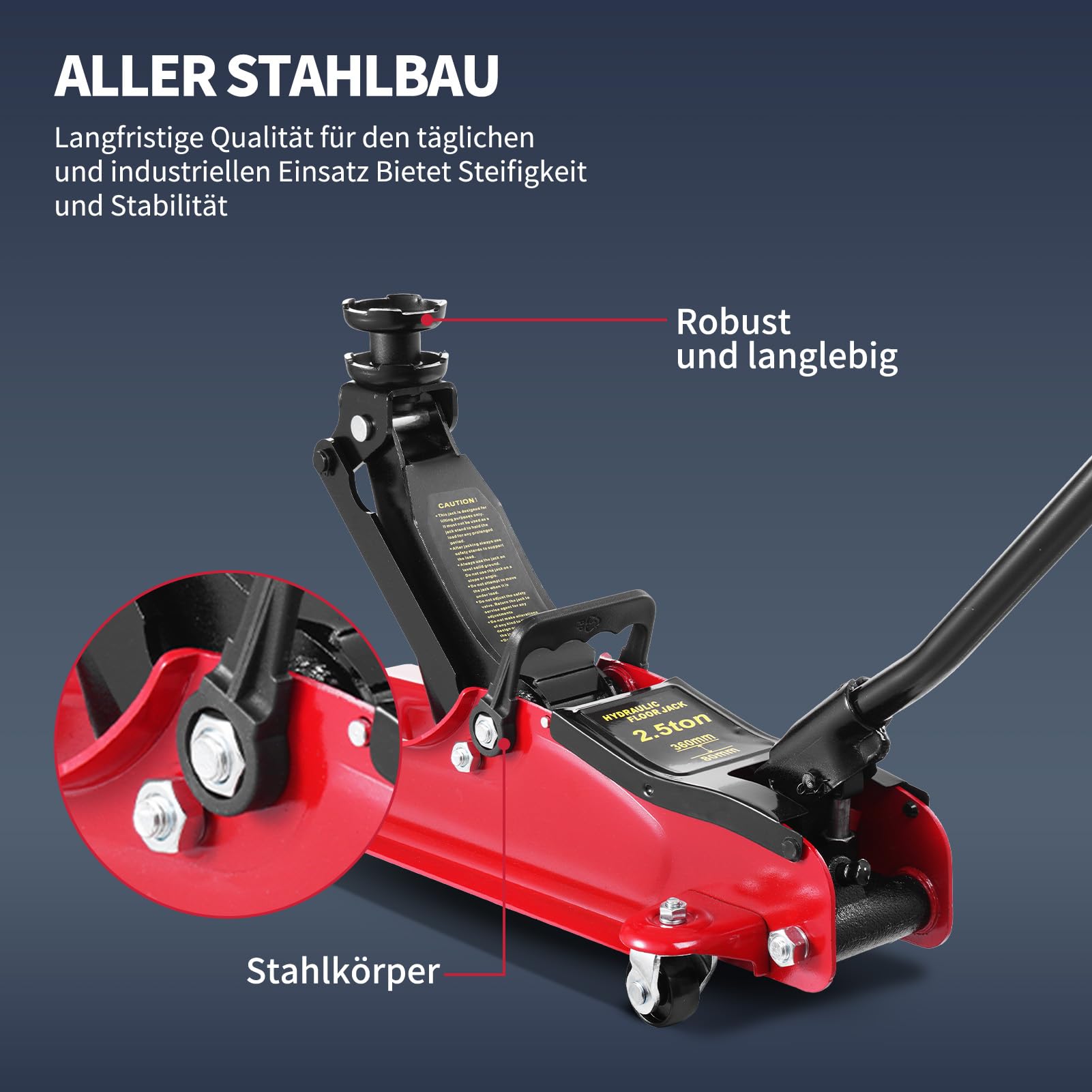 2.5T Hydraulischer Rangierwagenheber| Unterfahrhöhe 85-365 mm | Gummiauflage | Reifenwechsel, Ölwechsel | für Haus und Werkstatt | Heber Ständer KFZ Auto PKW