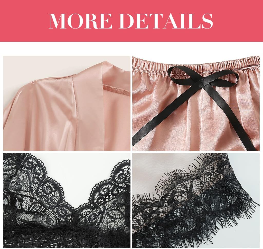 Flagship | Women Lingerie Underwear Suit Set of 4Pcs Silk Lace... - view 3