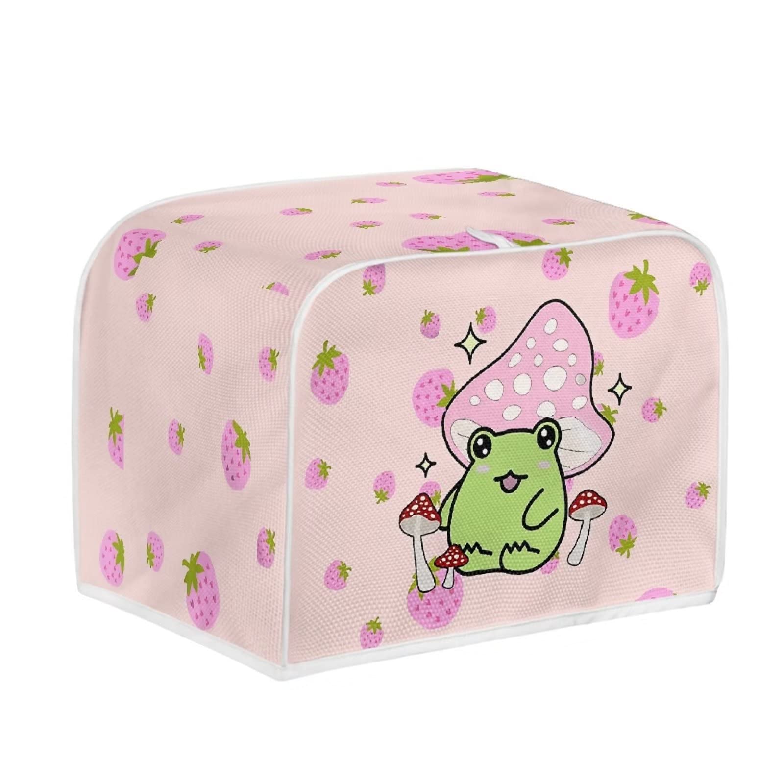 Uourmeti Mushroom Frog 2 Sliece Toaster Covers for Kitchen Appliance Dust Cover Small Stain Resistant Strawberry Toaster Over Covers Washable Bread Maker Protector — image 1