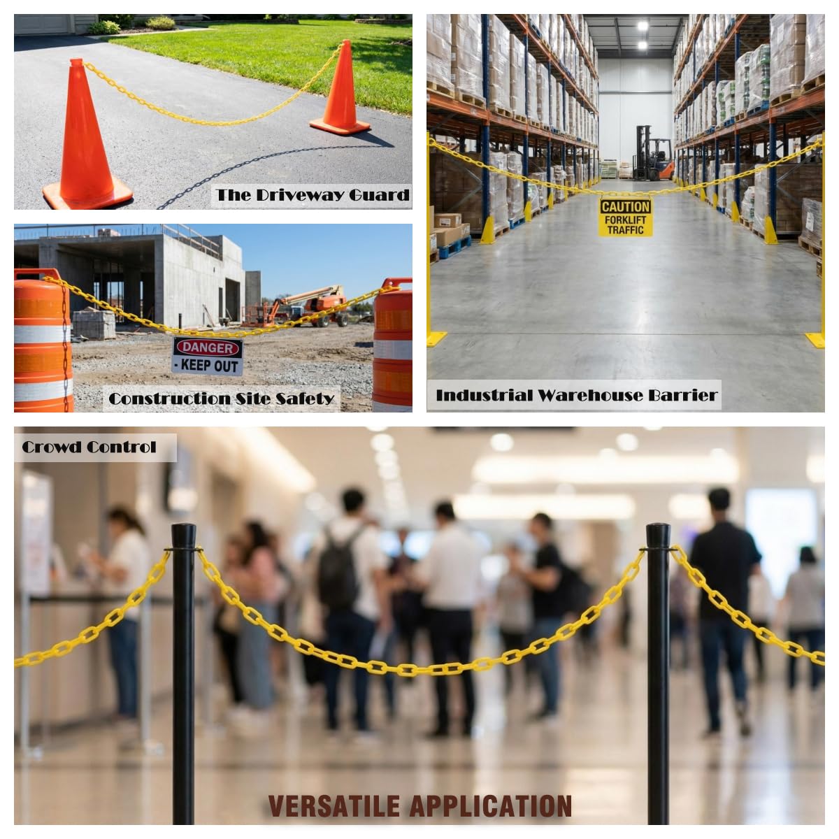 Yellow Plastic Safety Chain Links Plastic Safety Chain Barrier UV Protected, Heavy Duty Caution Chain for Crowd Control, Parking Lot, Driveway, Garden, Fence and Event Decoration, 50 Feet-2 Pack - Image 6