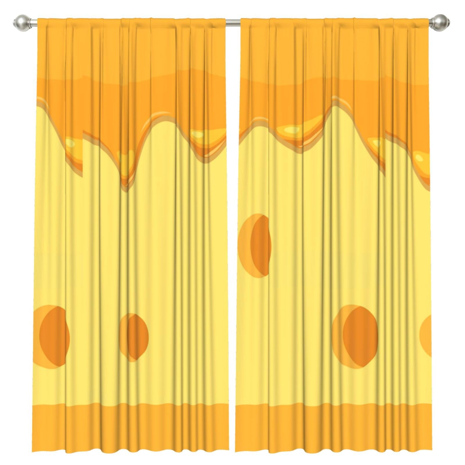 InOmak Pasta Cheese Food Pattern, 2 Panels Window Curtains 52 x 84 Inch Blackout Curtains for Living Room Bedroom