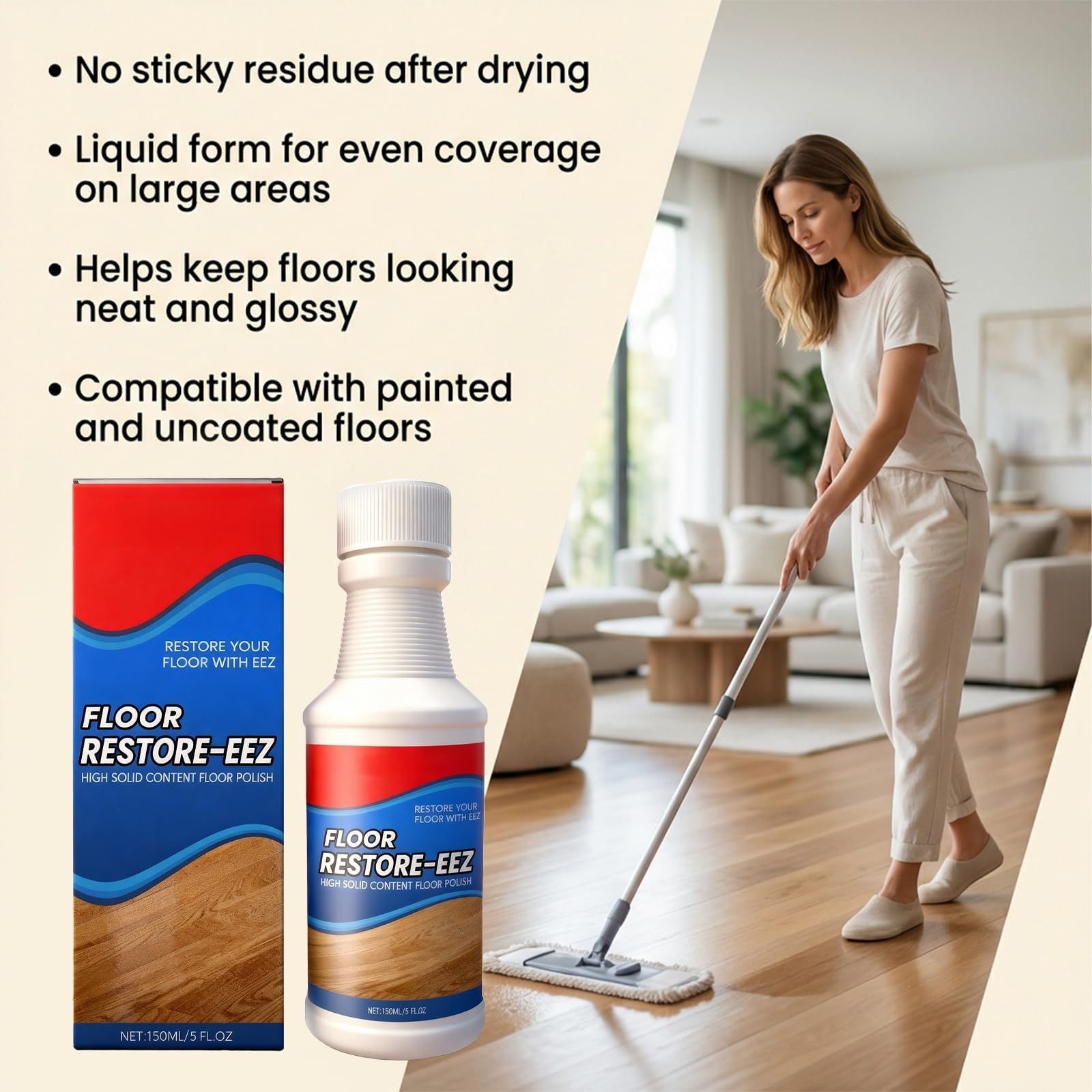 Pulidor y restaurador de suelos multisuperficie, limpio, abrillantador y restaurador de madera y suelos de madera dura, limpiador de madera y restaurador, muebles de madera dura de brillo rápido (5