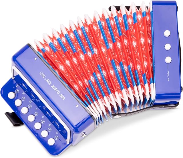 New Classic Toys Accordion with Music Book for Toddlers 3 Years Old Boys and Girls Baby Gifts, Kids Musical Instruments for Childrens Three Year Old