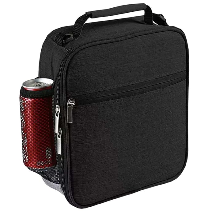 Lunch Bag for Kid, Women, Men Insulated Tiffin Bag for Office, Picnic, School, Collage (Black)