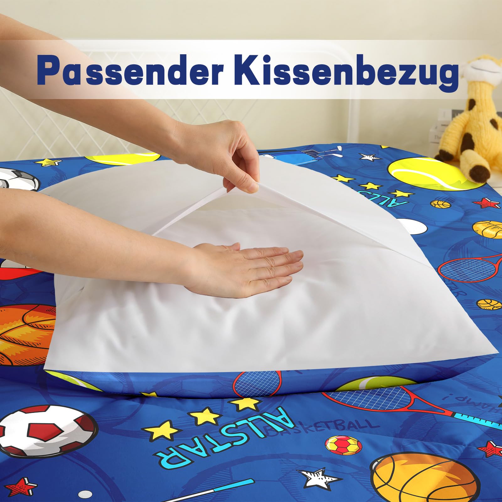 Edredón infantil de 135 x 200 cm, para todo el año, con 2 fundas de almohada de 80 x 80 cm, suave microfibra