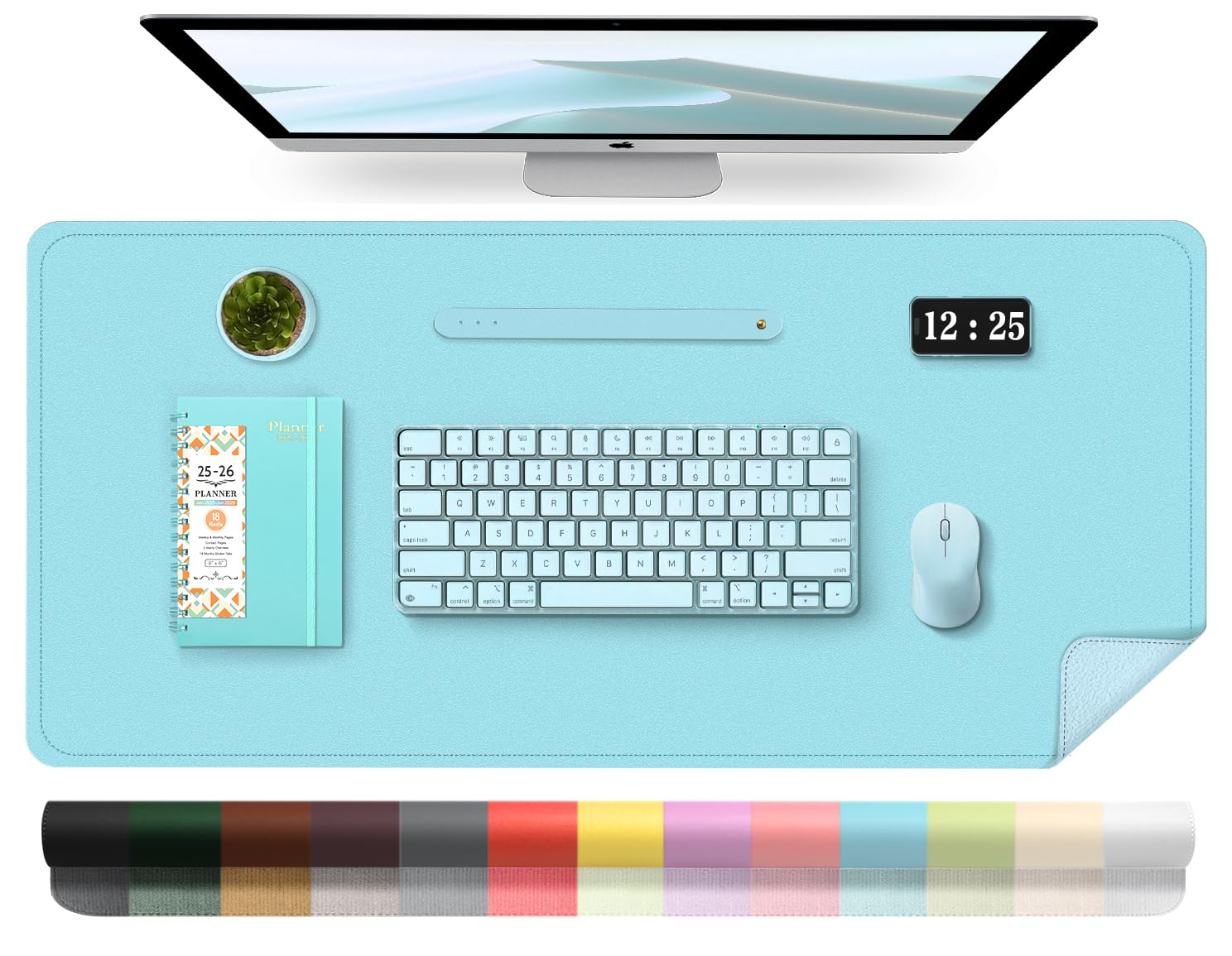 Leather Desk Pad Protector, 39.4'' X 17'' Large Mouse Pad, Office Desk Mat, Non-Slip PU Leather & Suede Base Desk Blotter, Laptop Desk Pad, Desktop