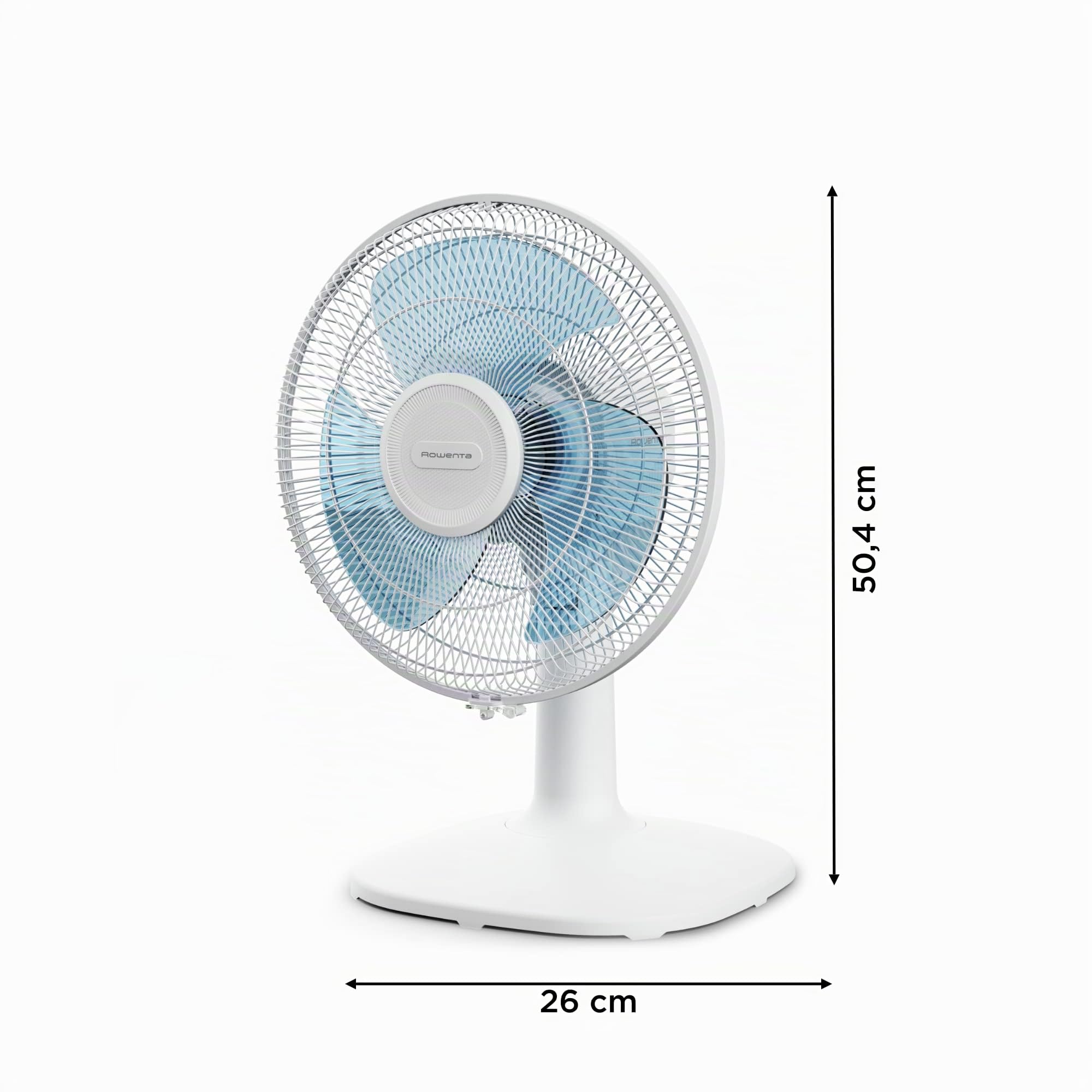 Rowenta Essential VU2330 Tischventilator mit 3 Geschwindigkeitsstufen, leise, automatische Oszillation und Ausrichtung, leise, kompakt, hohe Leistung, Weiß