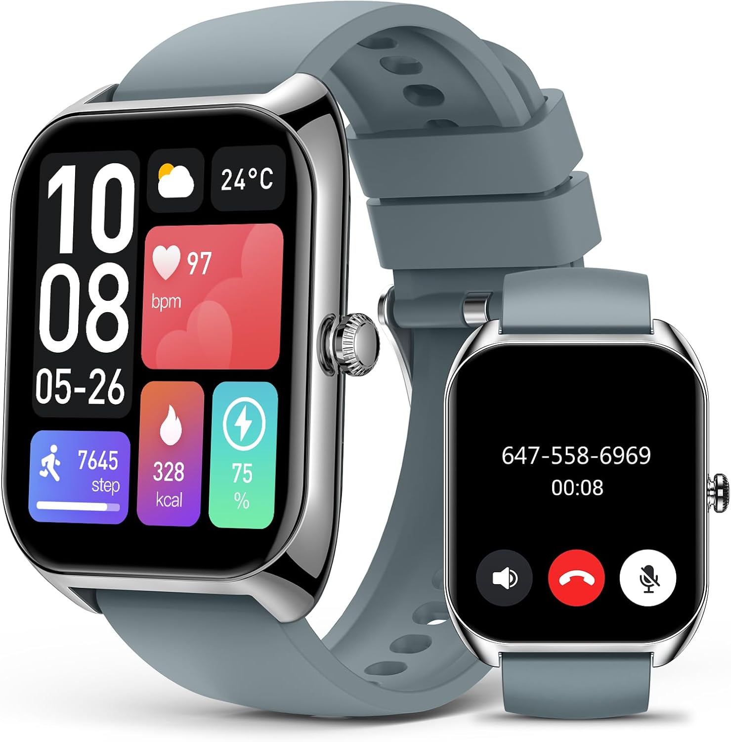 Smart Watch (Answer/Make Call) for Men Women, 2.02" Smartwatch with Heart Rate/Blood Pressure/Blood Oxygen/Sleep Monitor, IPX8 Waterproof Fitness Tracker, 100+ Sports Modes Compatible with iOS Android