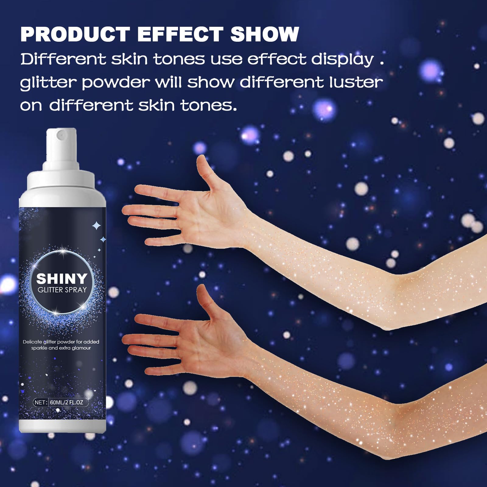 Spray glitterato per capelli e corpo, spray glitterato per corpo e capelli - spray scintillante tutto in uno per feste, kit atomizzatore glitterato per festival con glitter argento (8 bottiglie)