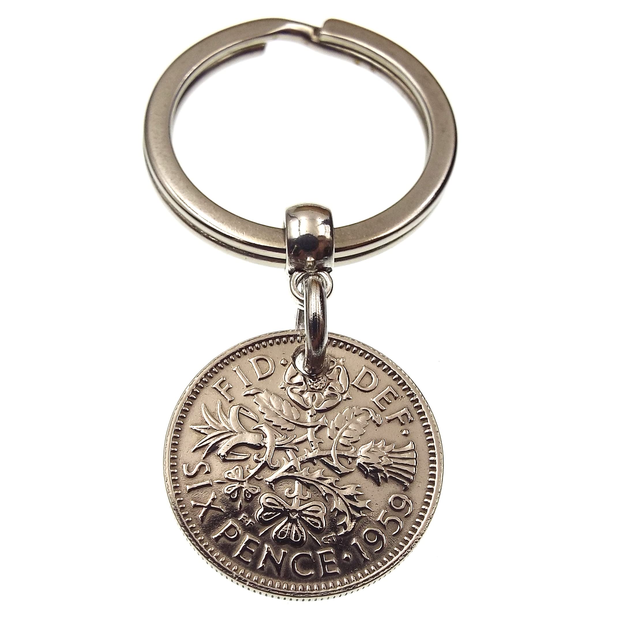 A Silver Dream 1959 Sixpence Coin Keyring
