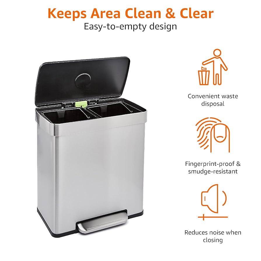 Amazon.com: Amazon Basics Dual Compartment Recycling Trash