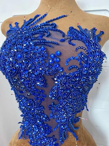 Miniatura 12 de Vestido de novia con cuentas a mano, parches para coser en apliques de encaje con diamantes de imitación, accesorios de cristales de bricolaje