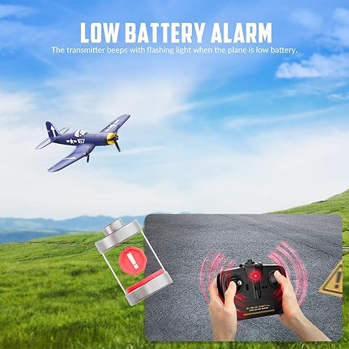 Miniatura 7 de volantexrc Avión RC de 3 canales, control remoto, avión de combate, 2.4 GHz, estabilizador giroscópico de 6 ejes, avión planeador RTF, fácil de