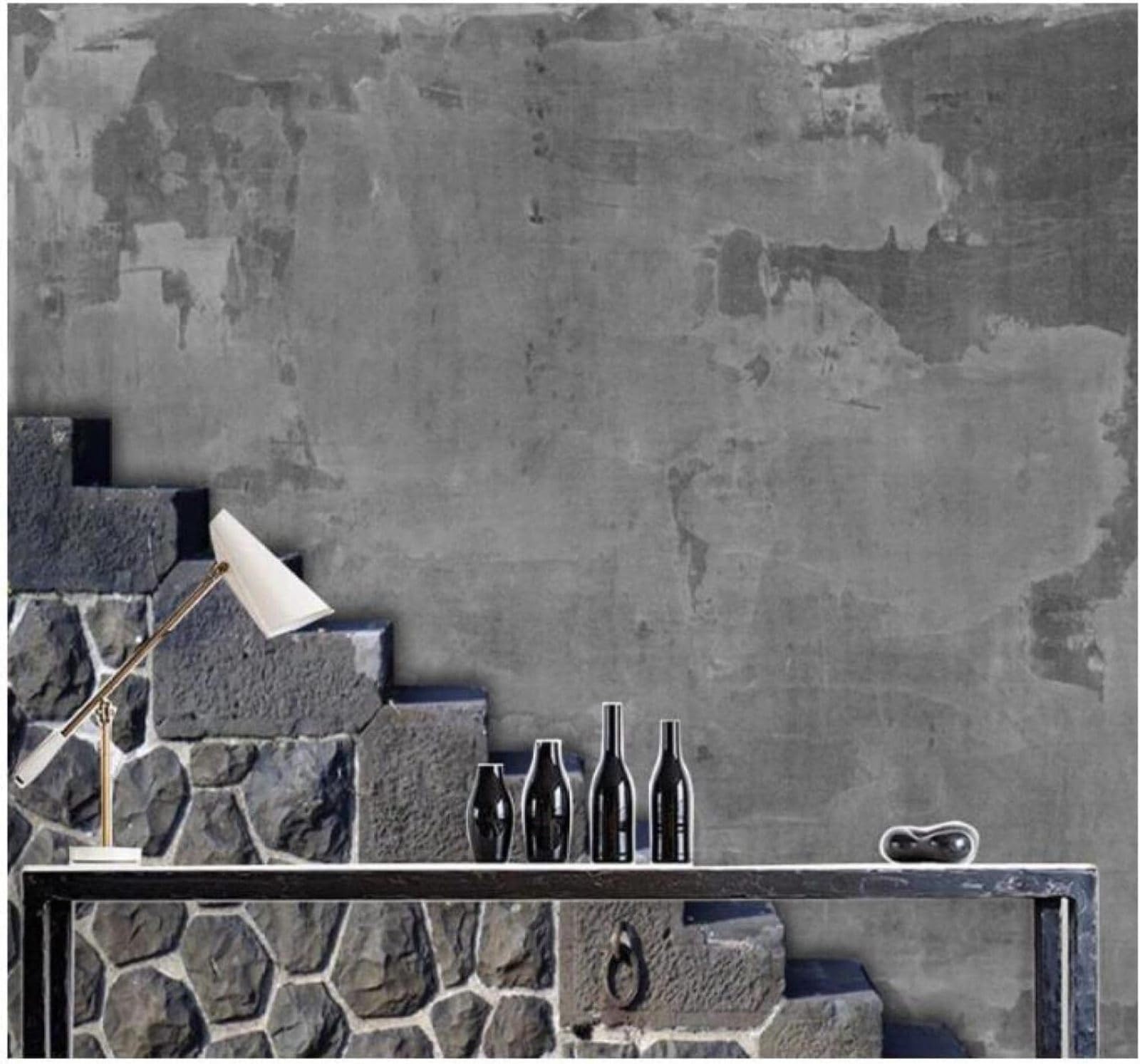 XLMING Vintage Grey Concrete Brick Wall Restaurant 3D Wallpaper Luxury Silk Study Dining Feature Sofa Grey Bedroom Living Room Tv Decorative Wall-350cm×256cm