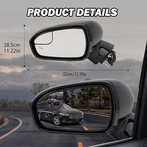 Miniatura 9 de MOFOAP Espejo lateral izquierdo del conductor para Ford Fusion Sedan S SE híbrido 2013, 2014, 2015, 2016, 2016, espejo eléctrico con calefacción,