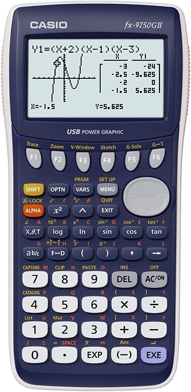 Casio fx-9750GII, Standard Graphing Calculator, White