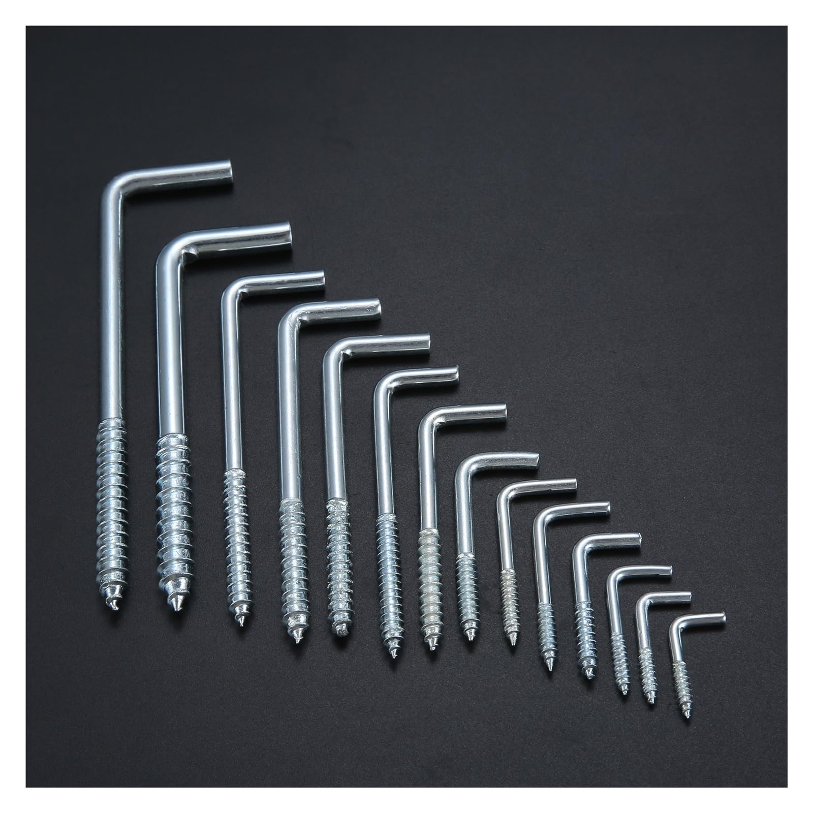 Haki sufitowe w kształcie litery L, wkręcane haki ścienne do ramek obrazów i lamp, srebrne, 20-40 mm, opakowanie 10 szt(2.4 * 10 * 23mm 20pcs)
