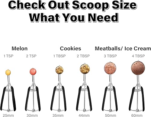 Miniatura 9 de TJ POP - Cuchara profesional para helados de acero inoxidable de 2.362 in, agarre suave, liberación rápida, 2.0 fl oz