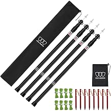 Gold Armour Telescoping Tarp Poles - Aluminum Rods for Tent Fly and Tarps Rainfly, Lightweight Replacement Tent Poles for Camping, Backpacking, Hiking Black, 4