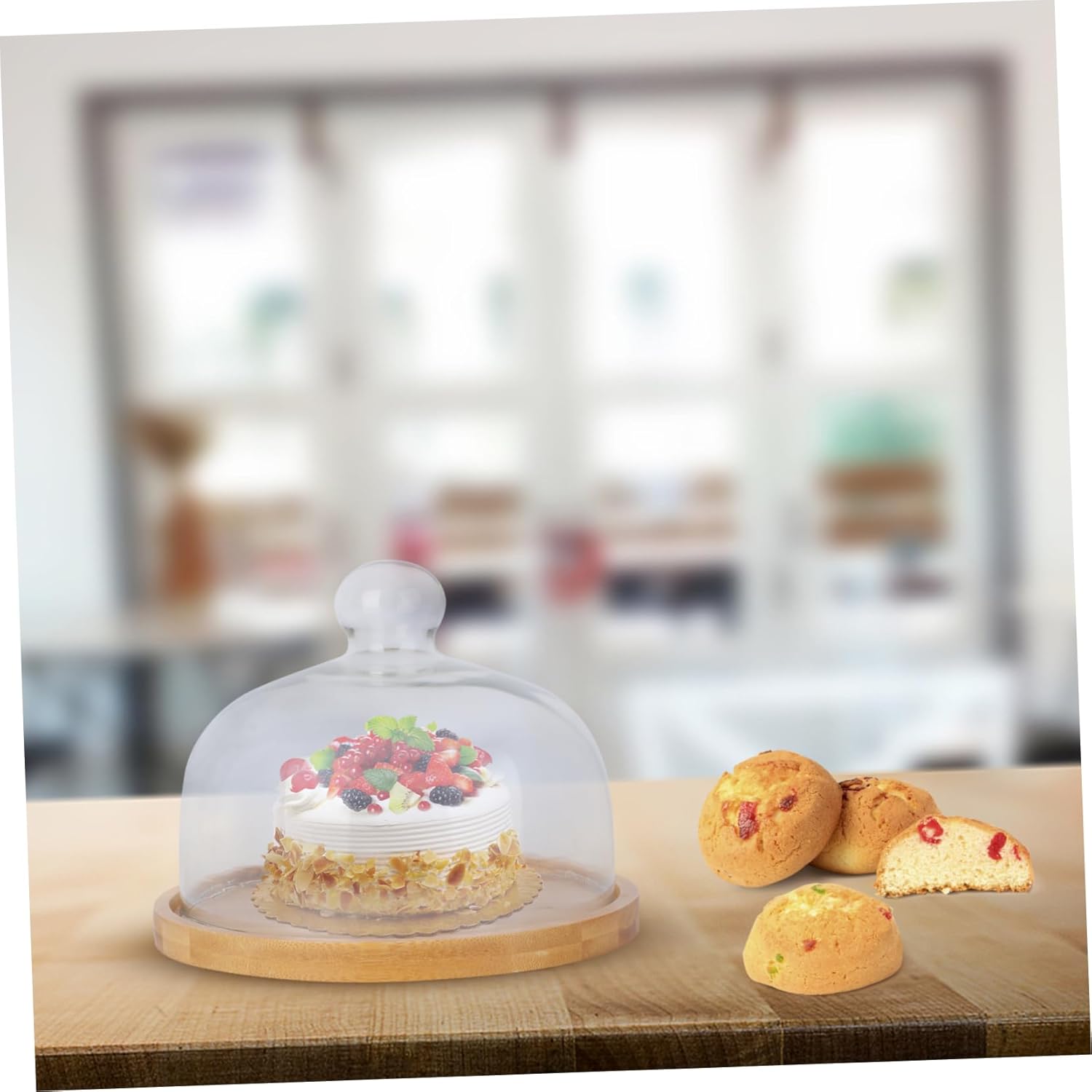 20cm Food-Grade Blown Glass Cake Cover Base Portable Carrier for Cakes and Cupcakes for Storing Desserts and Party Treats