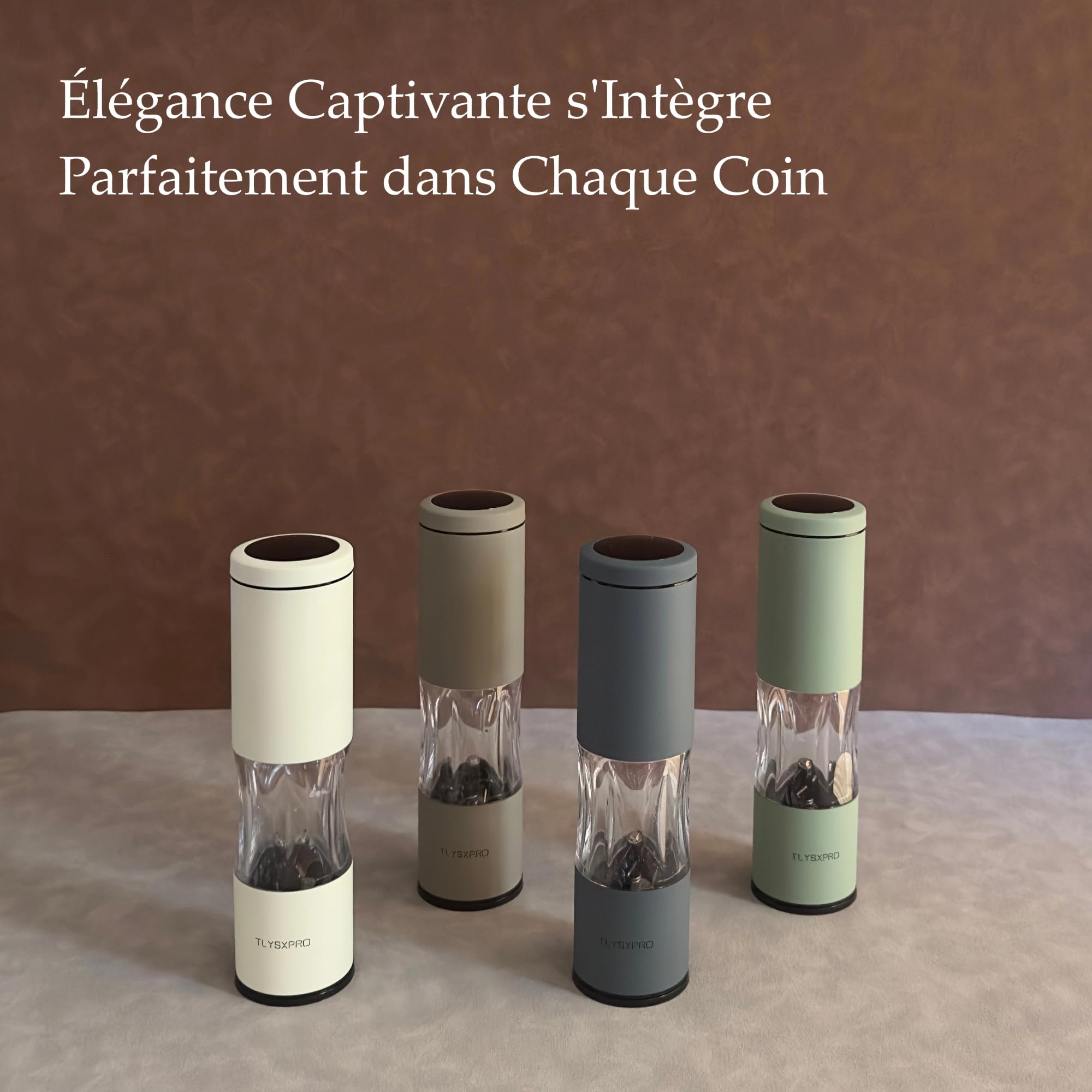 TLYSXPRO Ensemble de Moulins à Sel et Poivre avec Mouture Réglable | Moulin à Poivre Manuel avec Design Rechargeable | Noyau en Céramique | Indispensable de Cuisine (2 Pièces, Sauge)
