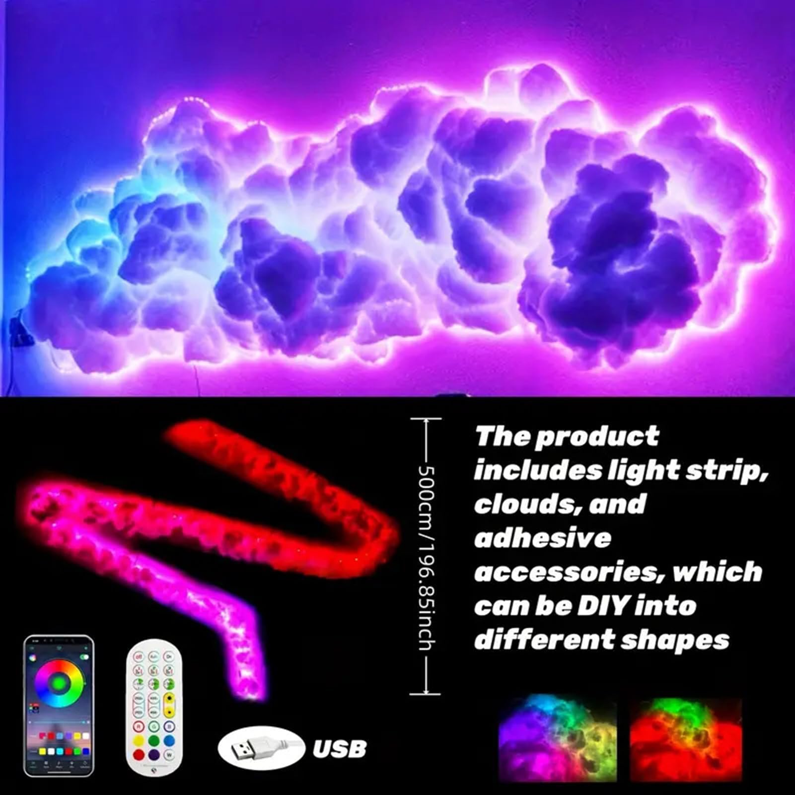 Lampada da Tavolo con luci notturne Smart Cloud, soffitto della Camera da Letto, Decorazione Galleggiante a Forma di Cartone Animato, Decorazione Multifunzionale per cameretta dei