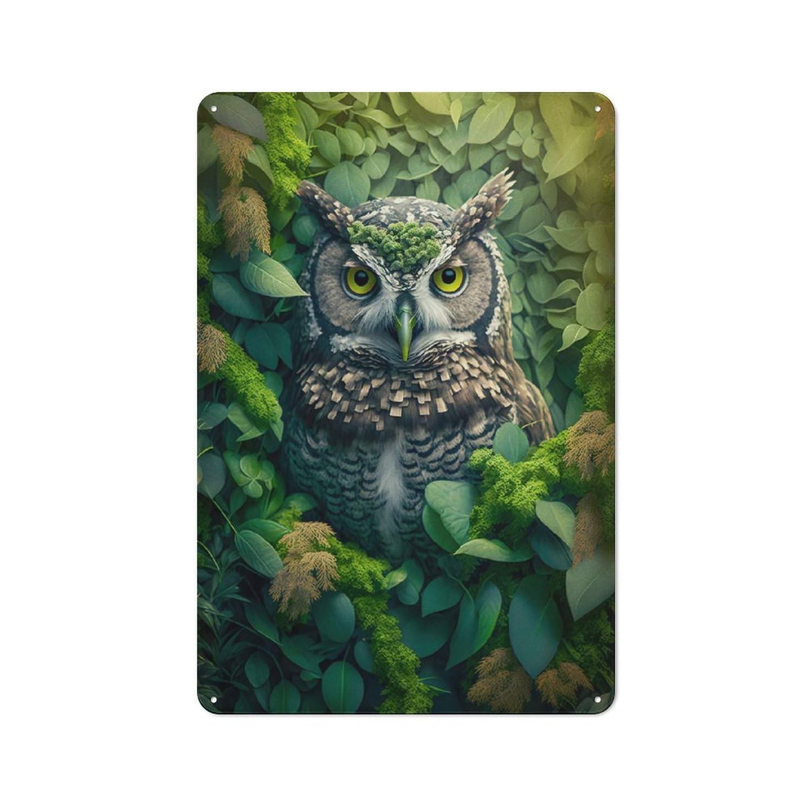 Junmoney Style-16 Metal Plaque 30X20cm With Owl 2 For Pub Or Café, Retro Decor, For Pub Decor Enthusiasts Refreshing A Room In Autumn