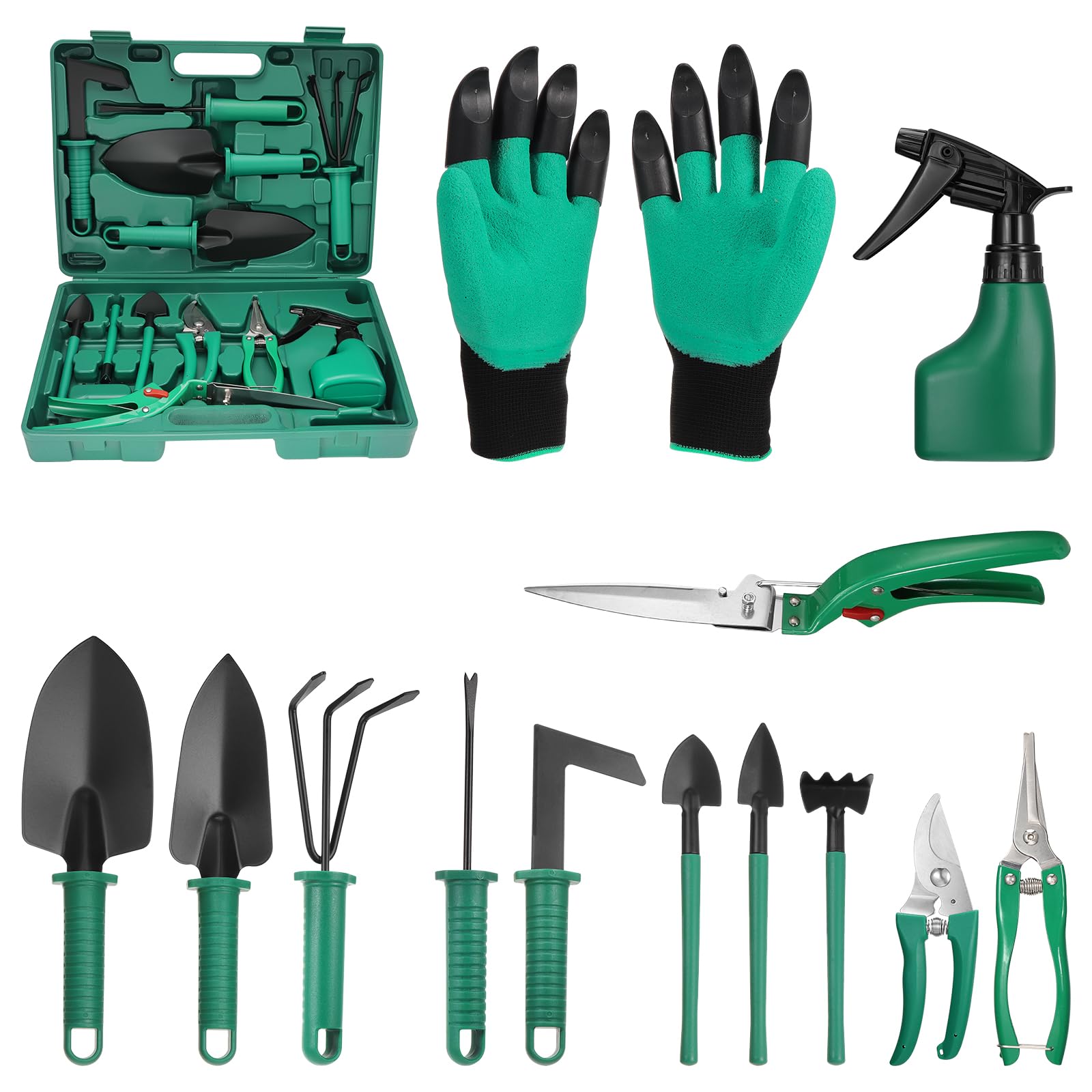 Coolty Outils de Jardinage, Tout-en-Un 13 Pièces Transplantation de Jardinage en Plein Air pour Jardinier, Outils de Jardinage pour Les Amateurs de Jardinage (Vert)