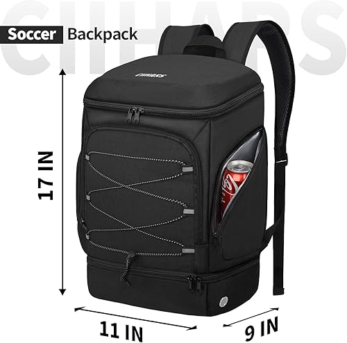 Miniatura 4 de Mochila de fútbol, bolsa de fútbol con soporte para pelotas, incluye zapatos de tacos separados y compartimento para bolas, bolsas de equipo