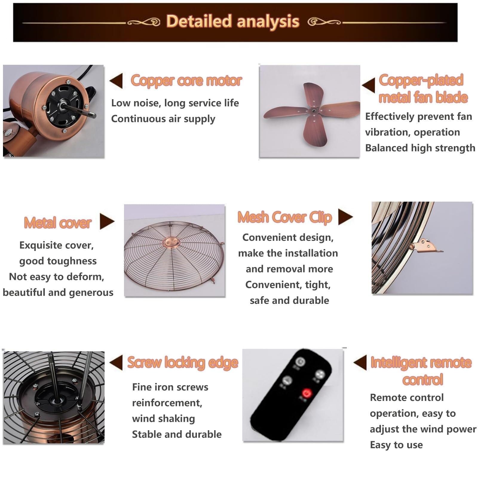 Ventilador de pared retro de metal con mando a distancia, cabezal oscilante de 3 velocidades, diseño de montaje en pared para uso doméstico u oficina, ideal para espacios industriales