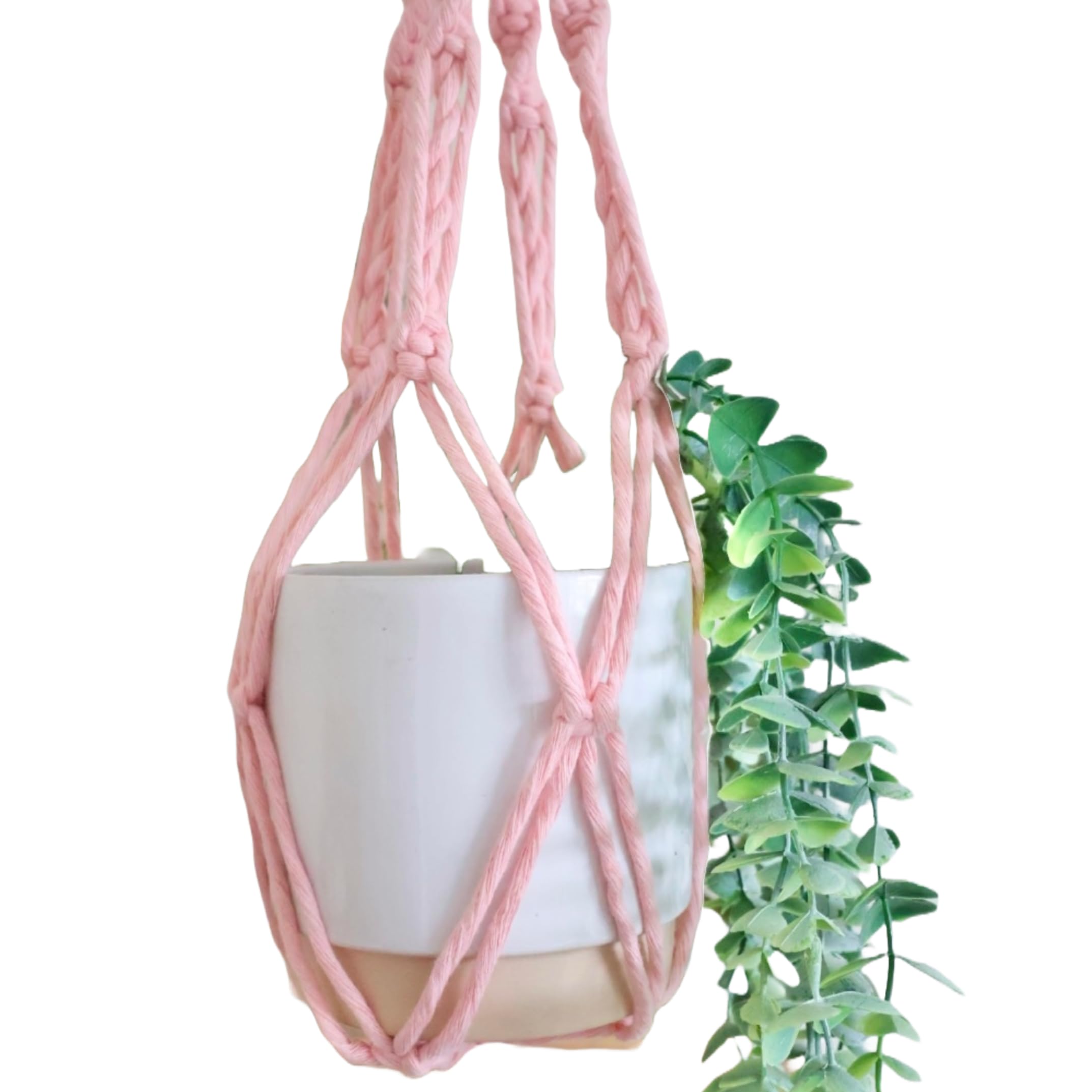 Piglet&Chestnut Pastel Pink Diy Plant Hanger Kit, Macrame Beginner Kit, Diy Craft Kit Learn To Macrame Uk Made,