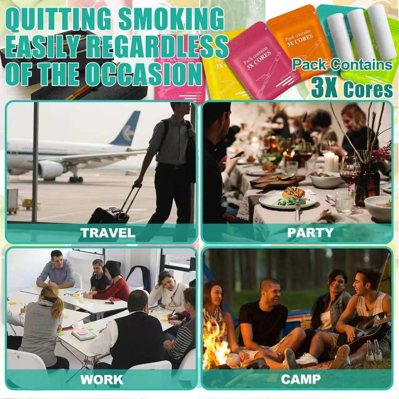 Natural Herbal Air Stick - Quit Bad Habit Air Device - Smoking Cessation Treatments - Upgraded Version Smokeless Inhaler | Flavored Air Diffuser Refreshing Support Smokeless Inhaler - 18 Pcs