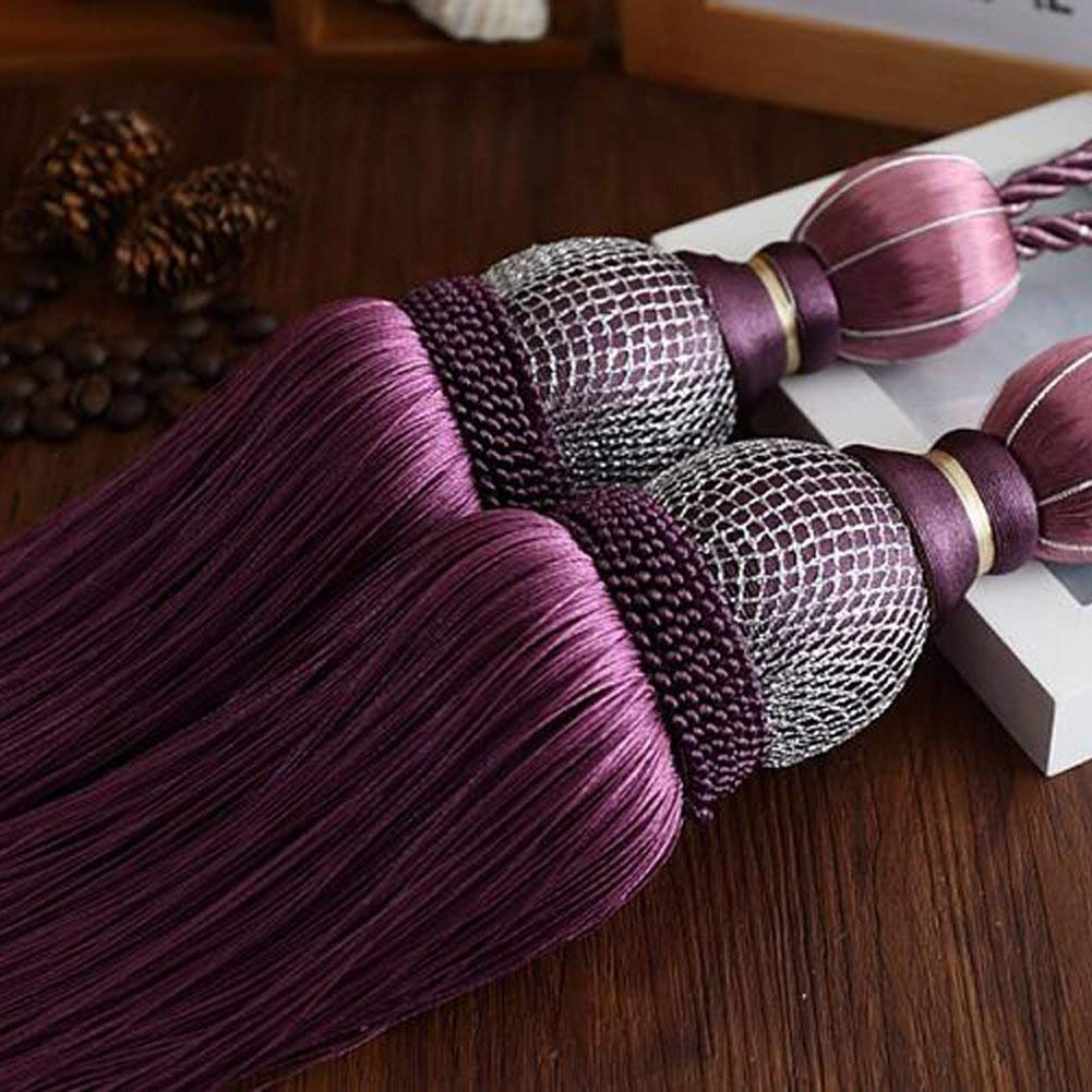 2Pcs Curtains Tieback Rope Tassel Curtains Buckle Curtain Strap Braided Tassels Tiebacks (Dark Purple)