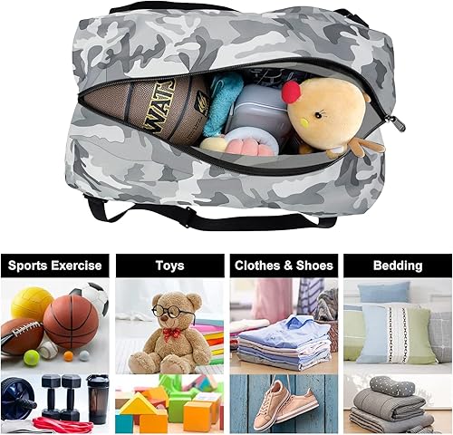 Miniatura 5 de HOLYLUCK Bolsa de viaje plegable para mujeres y hombres, ideal para gimnasio, Camuflaje ártico, Bolsa de viaje