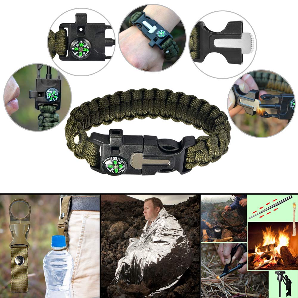 Kit de Supervivencia, Survival Kit 33 en 1 es la Mejor Herramienta de Supervivencia para los supervivientes Salvajes e Ideal para Las Aventuras de Acampada al Aire Libre