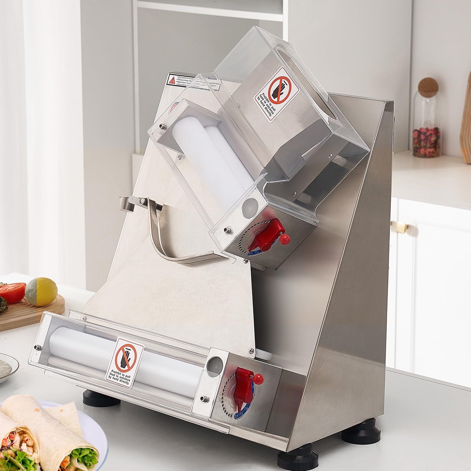 AYCDL Pizza Dough Roller Sheeter, 3-15 Inch Commercial Dough Press Machine, Countertop Dough Sheeter in Stainless Steel, Suitable for Noodle Pizza Bread and Pasta Maker Equipme