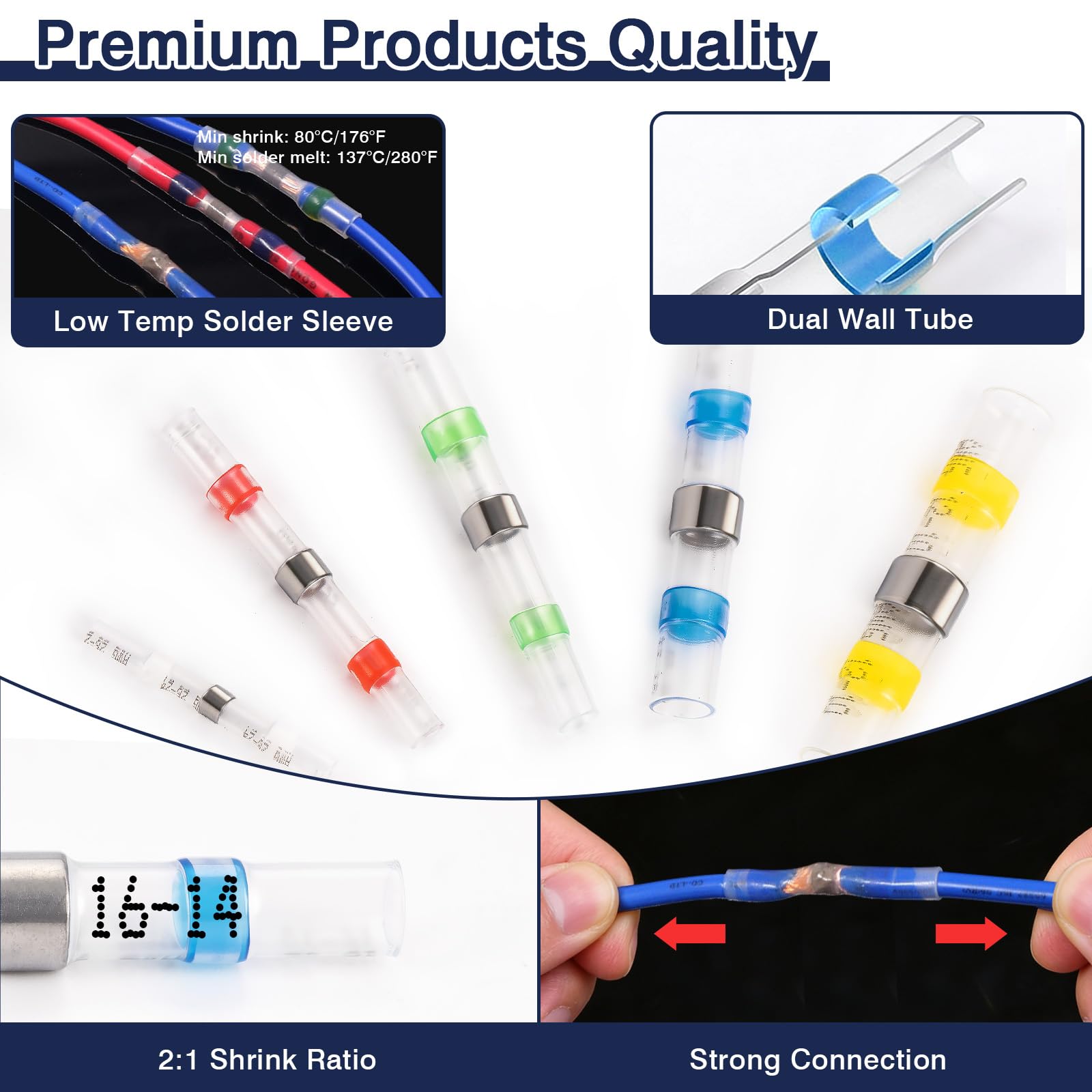 ZQZ Kit di connettori termorestringenti per cavi, 540 pezzi, connettori elettrici per saldatura in 5 colori, terminali di giunzione per cavi elettrici per autoveicoli