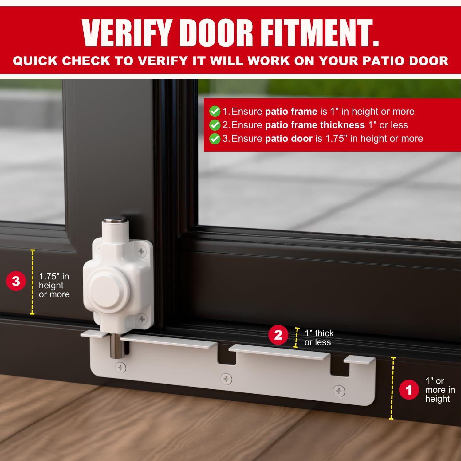Securityman Cerradura de patio para puerta corrediza y ventana de vidrio, ventilación ajustable, seguro para niños y mascotas, seguridad de puerta corrediza de vidrio con accionamiento de botón, eje