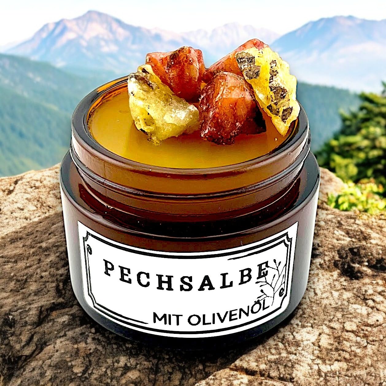Bio PECHSALBE HARZSALBE | natürliches Fichten und Kiefern Baumharz | aus Österreichs Wäldern | reines Naturprodukt | ohne Konservierungsstoffe | traditionelles Rezept (Olivenöl, 50ml)