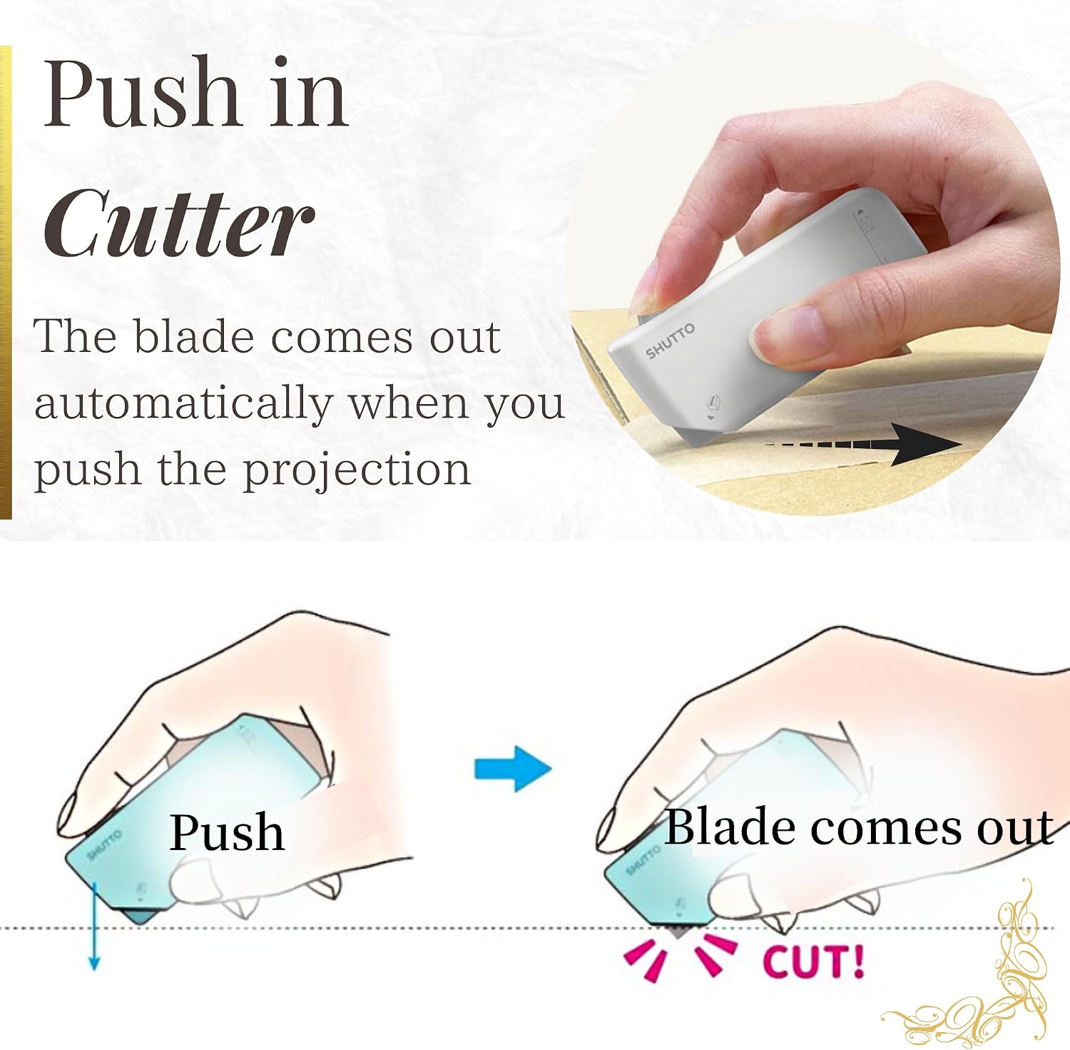 SUN-STAR 2 Way Cutter, Package Box Opener and Portable Letter Opener for Home and Office SHUTTO, White image 4