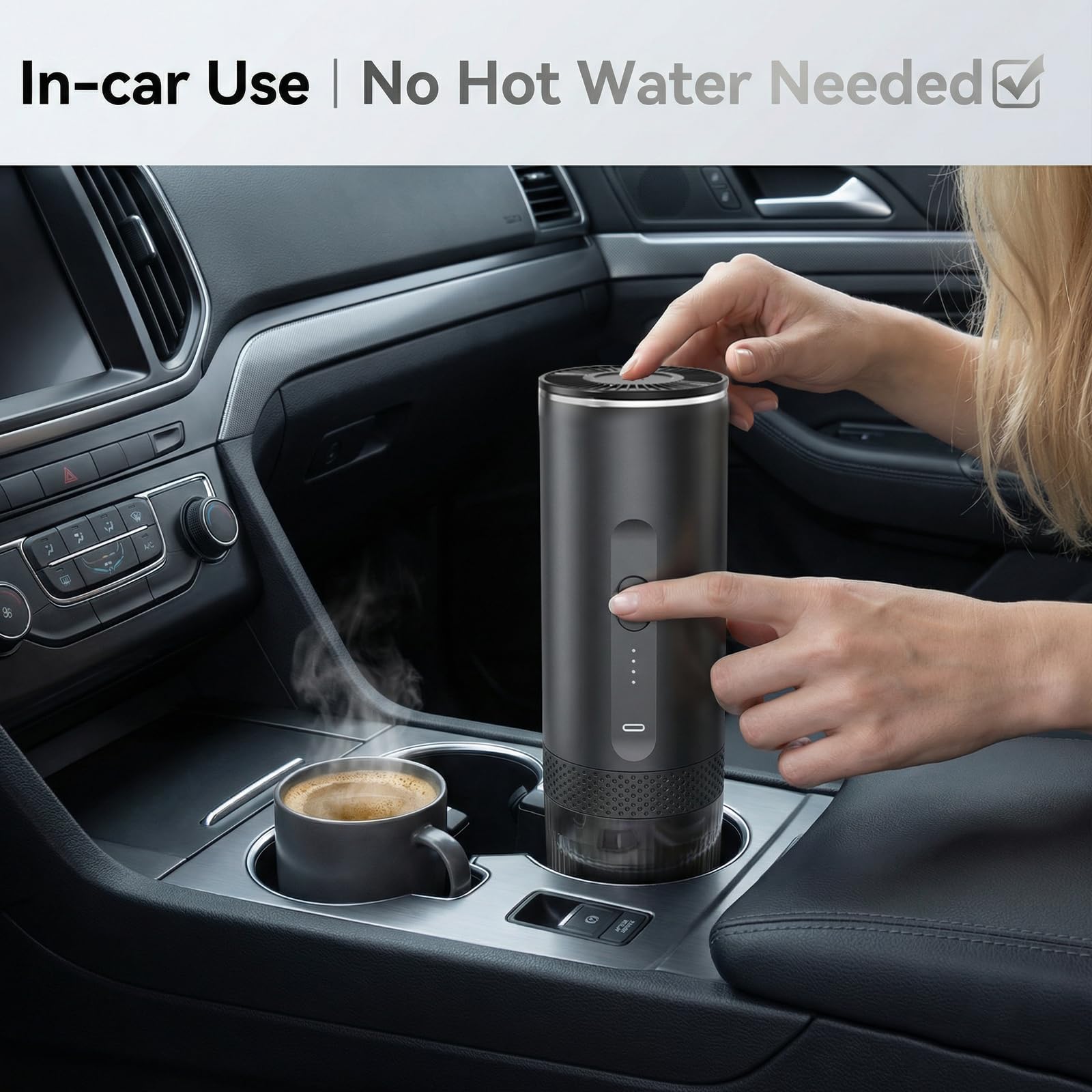 Cafetera Portatil Capsulas,Maquina Cafe Portatil,Espresso Machine,Carga USb-C, Compatible Con Café Molido y Cápsulas, Ideal Para Acampadas, Viajes y Excursiones, Calefacción Inalámbrica (blanco)